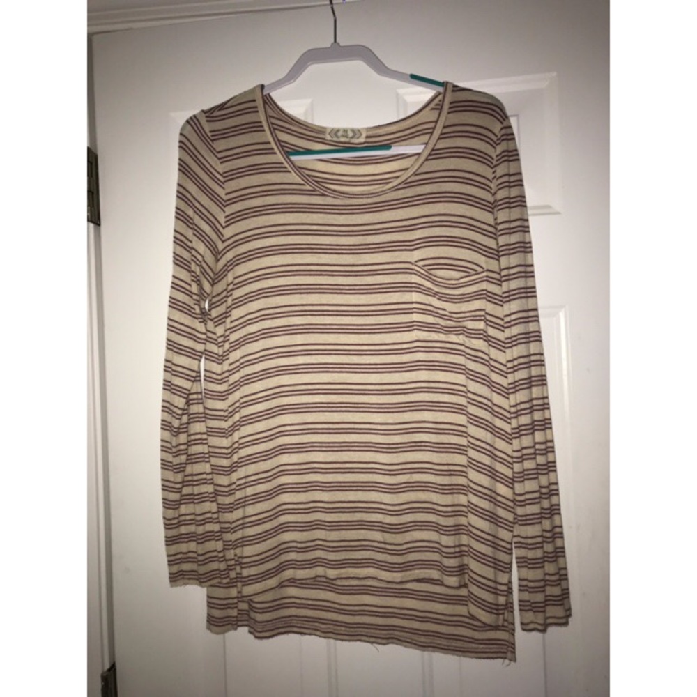 Cream and purple stripped long sleeve
